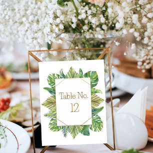 Lush Tropical Green Blätter Hochzeit Tischnummer