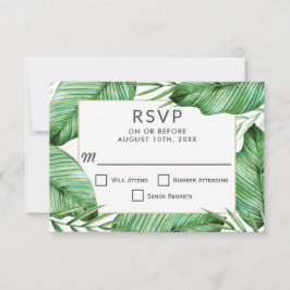 Lush Tropical Greenerenerity Wedding RSVP Karte
