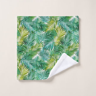 Lush Tropical Island Green Palm Leaf Watercolor Badhandtuch Set