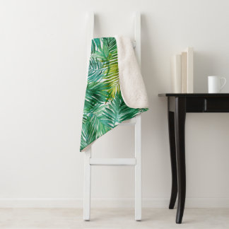 Lush Tropical Island Green Palm Leaf Watercolor Sherpadecke