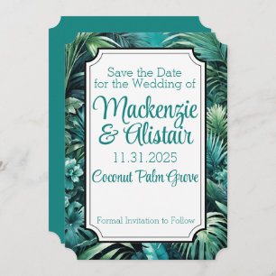 Lush Tropical Jungle Greenerity Beach Hochzeit Save The Date