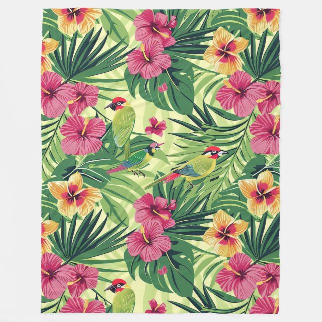 Lush Tropical Summer Florals Fleecedecke (Vorderseite)