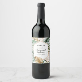 Lush Tropics Wedding Wine Label Weinetikett