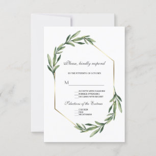 Lush Wasserfarbe Grüne Geometrische Hochzeit RSVP Karte