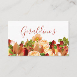 Lush Watercolor Blume und Berries Business Card Visitenkarte