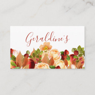 Lush Watercolor Blume und Berries Business Card Visitenkarte