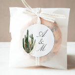 Lush Watercolor Desert Cactus Monogram Runder Aufkleber<br><div class="desc">Dieser 1, 5 Zoll Dankeschön-Aufkleber bietet üppige Aquarellkaktus und einen eleganten Script-Schriftart.</div>