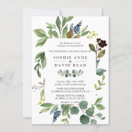 Lush Watercolor Greenerérie Geometric Frame Weddin Einladung