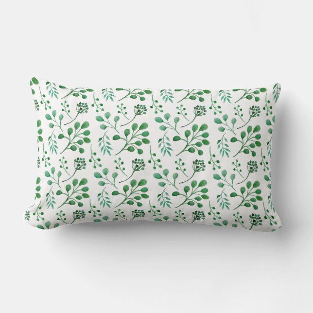 Lush Watercolor Greenerity Pattern Lendenkissen (Vorderseite)