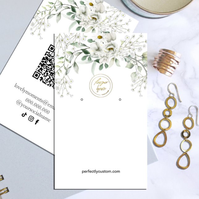 Lush White Blume für das Display Business Visitenkarte (watercolor flowers in shades of green and white in rustic garden greenery #whiteflowers #greenery)