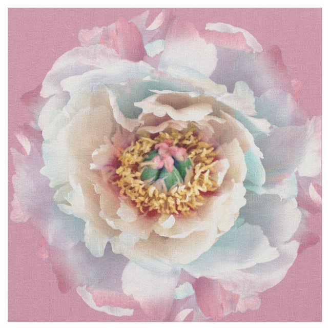 Lush White Peonies Pattern Stoff (Nahaufnahme)