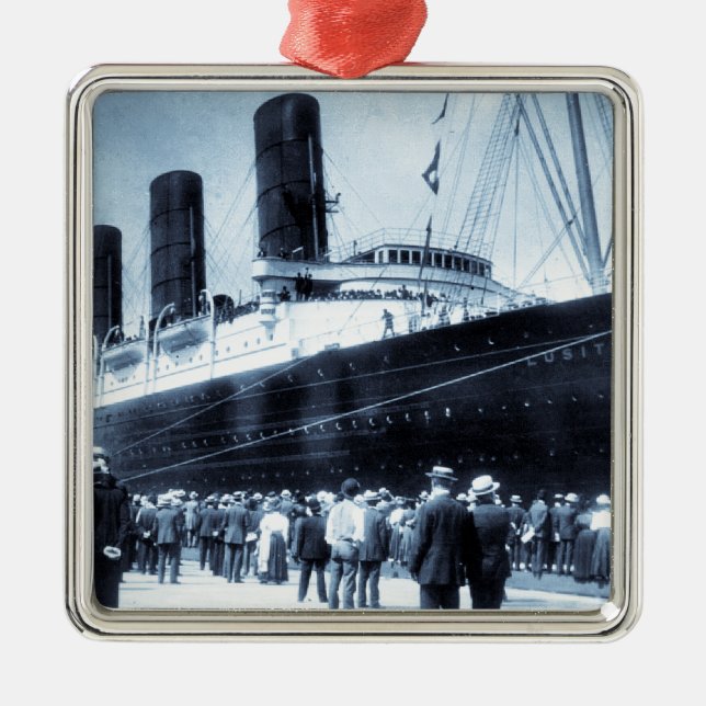 Lusitania angekoppelt im New- York Cityblau-Ton Silbernes Ornament (Vorne)
