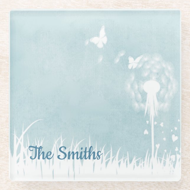 Lüster, Schmetterlinge und blaue Himmel Glasuntersetzer (Vorderseite)