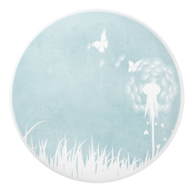 Lüster, Schmetterlinge und Blauer Himmel Keramikknauf (Vorderseite)