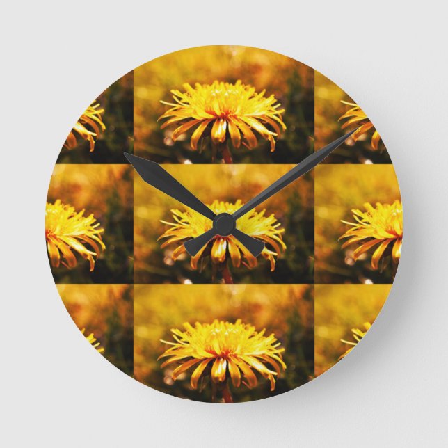 Lüsterngelbe Blume Frühlingsfrüchte Runde Wanduhr (Vorderseite)