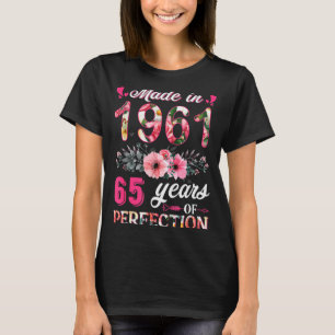 Lustig 65 Jahre alt Hergestellt 1961 Floral 65. Ge T-Shirt
