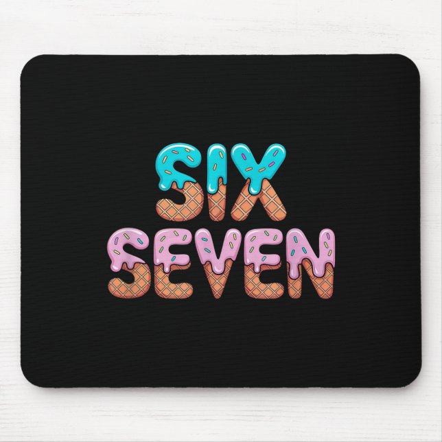 Lustig 67 6 7 Tropfende Helle Farben Eiscreme-Stil Mousepad (Vorne)