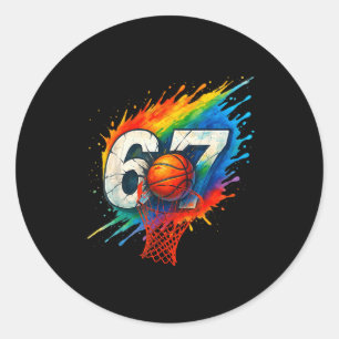 Lustig 67 Basketball Sechs Sieben 6 7 Meme 67 Runder Aufkleber