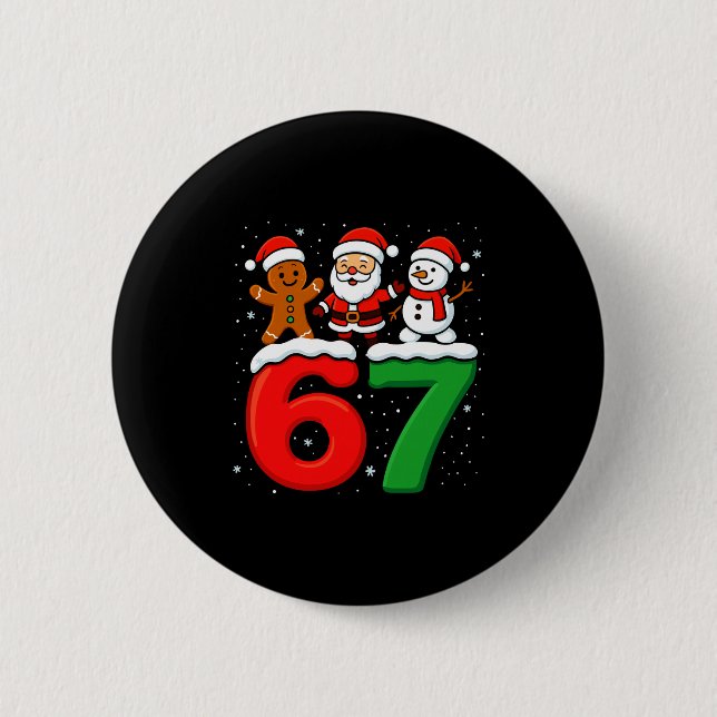 Lustig 67 Meme Weihnachten Sechs Sieben Santa Schn Button (Vorderseite)