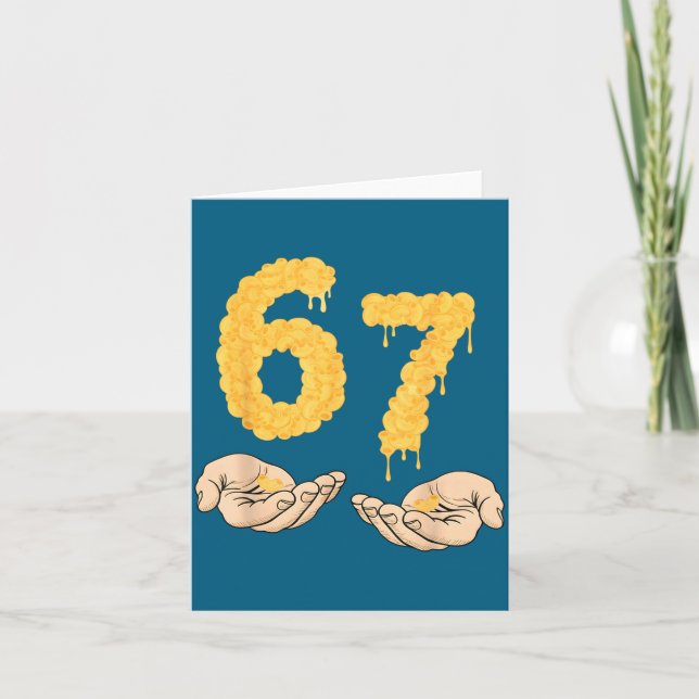 Lustig 67 Sechs Sieben Cheesy Mac &amp; Cheese 6 7 Karte (Vorderseite)