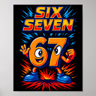 Lustig 67 Sechs Sieben Italienische Brainrot Junge Poster