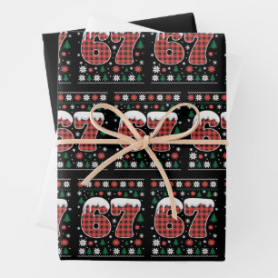 Lustig 67 Sechs Sieben Meme Cringe Weihnachten Rot Geschenkpapier Set