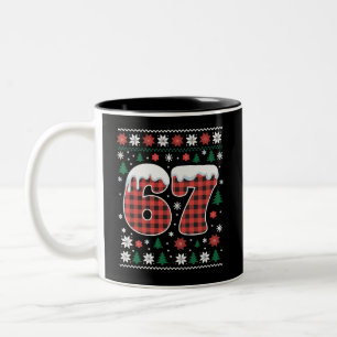 Lustig 67 Sechs Sieben Meme Cringe Weihnachten Rot Zweifarbige Tasse