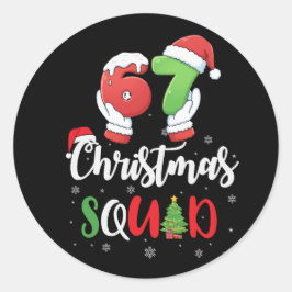 Lustig 67 Six Seven Brianrot Weihnachts Team Runder Aufkleber