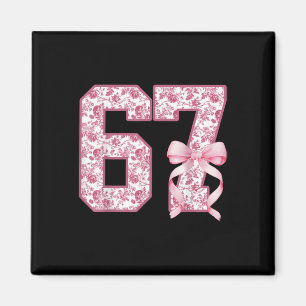 Lustig 67 Six Seven Kokette Mädchenhaft Rosa Toile Magnet