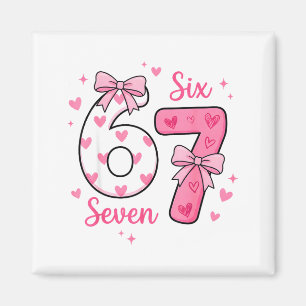 Lustig 67 Süße Sechs Sieben Meme Rosa Herzen Schle Magnet