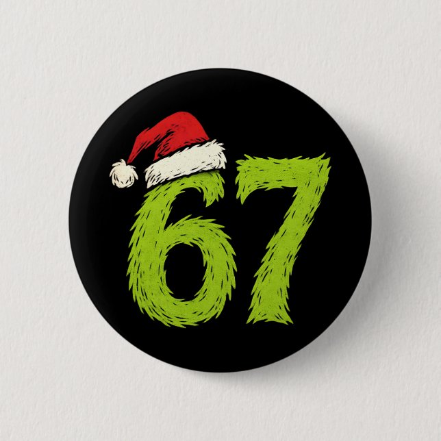 Lustig 67 Weihnachten Six Seven Meme 6 7 Teens Jun Button (Vorderseite)