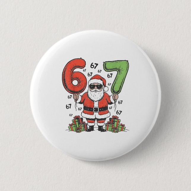 Lustig 67 Weihnachtsmann Sechs Sieben Weihnachten  Button (Vorderseite)