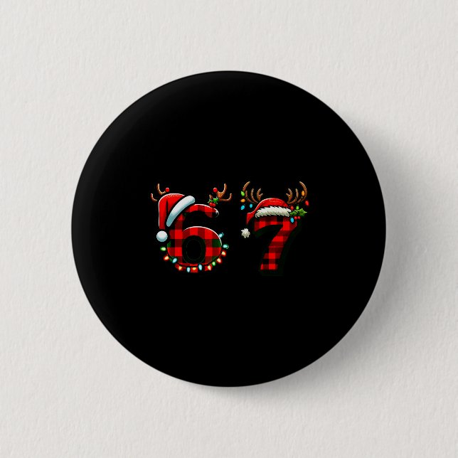Lustig 67 Xmas Six Seven Meme Brainrot Weihnachten Button (Vorderseite)