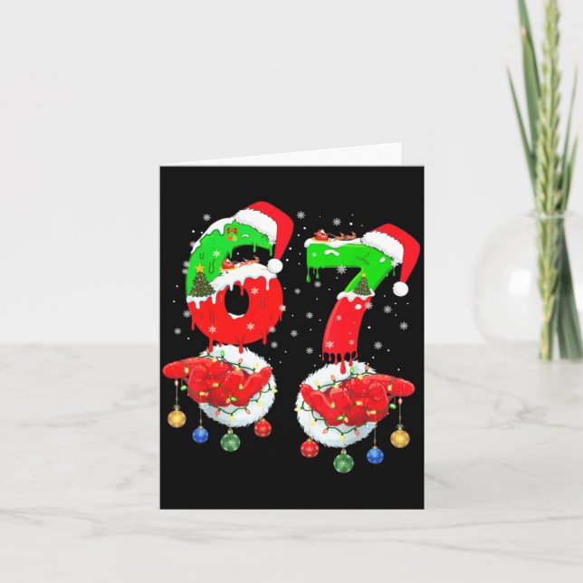 Lustig 6 7 Meme 67 Gen Alpha 6 7 Hände Familie Kin Karte (Vorderseite)