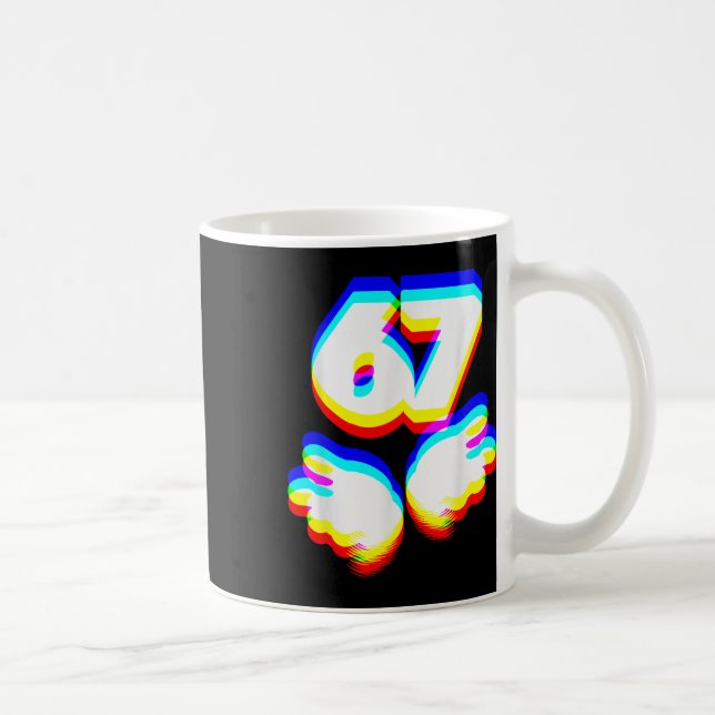 Lustig 6 7 Meme Gen Alpha Slang Sechs Sieben Edm F Kaffeetasse (Rechts)