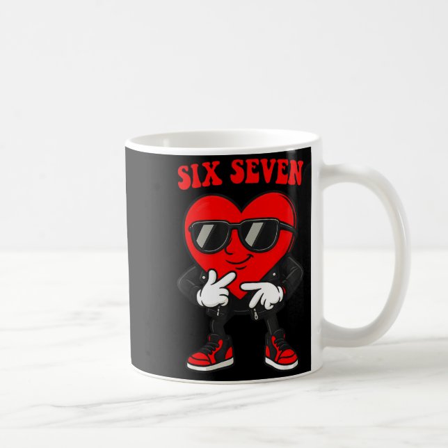 Lustig 6 7 Meme Herz Gen Alpha Sechs Sieben 67 Val Kaffeetasse (Rechts)