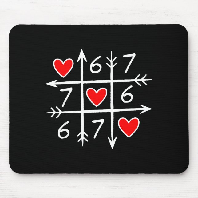 Lustig 6 7 Meme Herz Gen Alpha Six Seven 67 Valent Mousepad (Vorne)