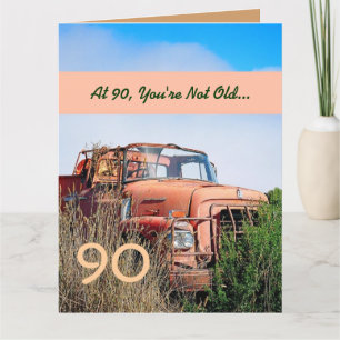 LUSTIG 90. Geburtstag - Vintage Orange Truck 2 Karte