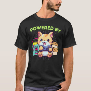 Lustig Angetrieben Von Gamer Cat Gaming Kaffee & D T-Shirt