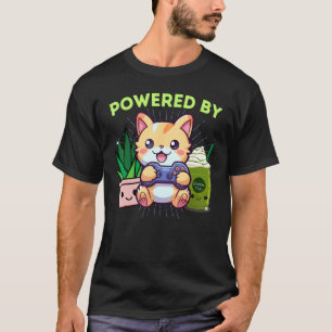 Lustig Angetrieben Von Gamer-Katze Pflanzen Matcha T-Shirt