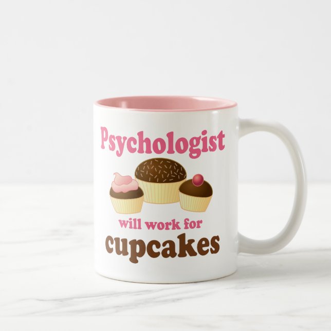 Lustig arbeitet für Kuchen-Psychologen Zweifarbige Tasse (Rechts)