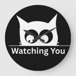 Lustig beim Beobachten deiner Katze süß minimal Große Wanduhr