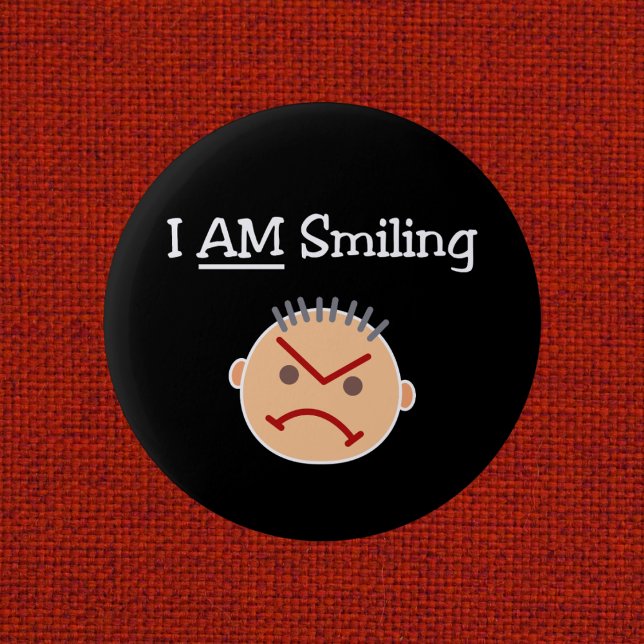 Lustig BIN ICH lächelnde Grouchy verärgerte Crabby Button (Von Creator hochgeladen)