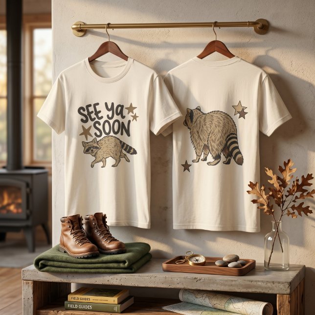 Lustig Bis Bald Waschbär Doppelseitiges T-Shirt (Funny See Ya Soon Raccoon Double-Sided T-Shirt | Retro Animal Graphic Tee)
