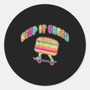 Lustig Bleib Frisch Skateboard Burger Retro Vintag Runder Aufkleber