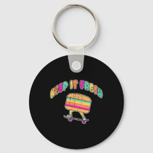Lustig Bleib Frisch Skateboard Burger Retro Vintag Schlüsselanhänger