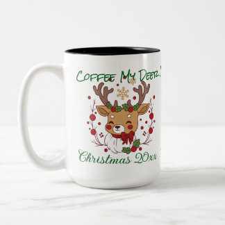 LUSTIG Braun & Grün KAFFEE MEIN HIRSCH! Rentier T Zweifarbige Tasse