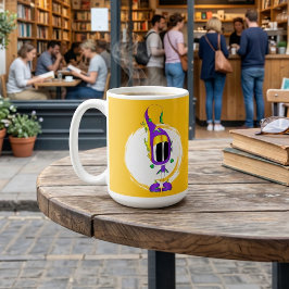 Lustig, bunt, ausgefallen, Cartoonfigur Kaffeetasse
