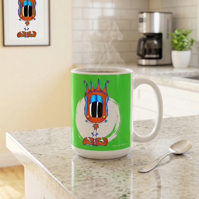 Lustig, Bunt, Eigenartig, Cartoonfigur Kaffeetasse (Hey! Take a look at this very cool cartoon character mug!)