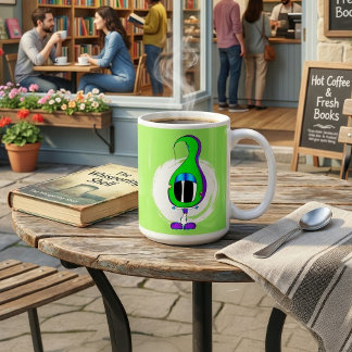 Lustig, Bunt, Eigenartig, Cartoonfigur Kaffeetasse